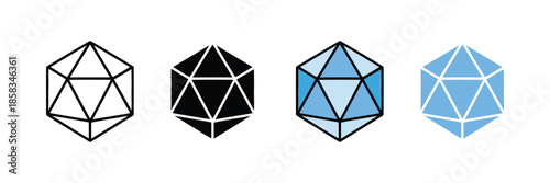 Dice d20 icons vectors graphics collection isolated on white background