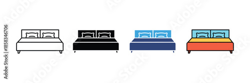 Bed vector icon set isolated on white background. rest symbol. hostel or hotel icon. vector illustration