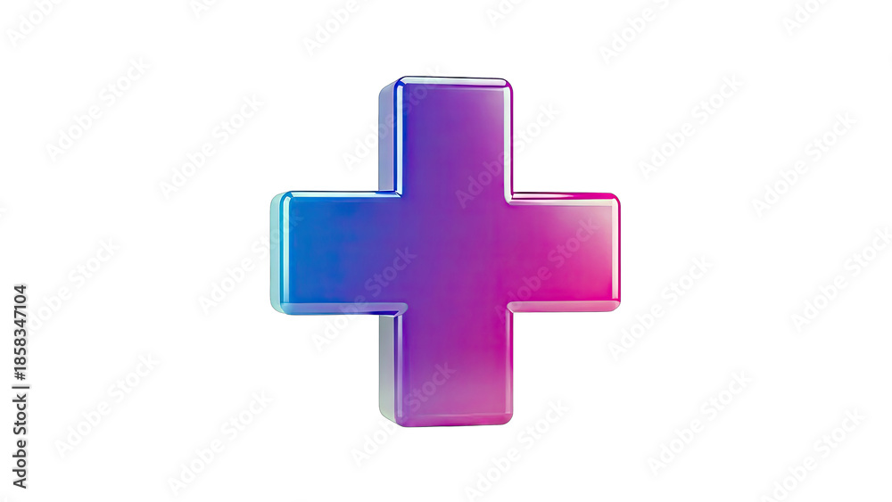 Fototapeta premium 3D Plus Sign with Gradient Colors on White Background
