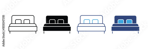 Bed vector icon set isolated on white background. rest symbol. hostel or hotel icon. vector illustration