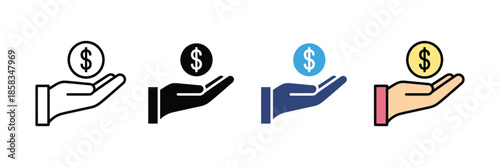 Revenue icon set. vector illustration. save dollar, salary, fee, profilt, cash icon. 
