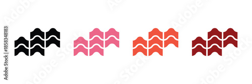 Roof tile icon set. terracotta tile symbol. rooftop symbol. vector illustration