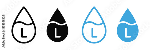 Liter icon set. vector illustration. Liter volume symbol.