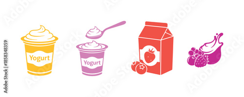 Low-Fat Yogurt Vector Icon Design Style
