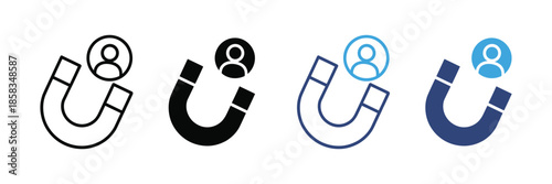Magnet user icon set. engage symbol. attracting customer icon. vector illustration