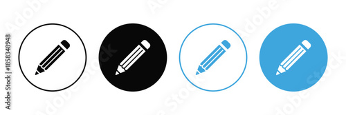 Pencil icon in flat black solid vector set isolated on white background. writer, edit, draw, learn symbol. vector illustration