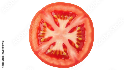 Obraz na plátně Fresh tomato slice isolated PNG, juicy red vegetable cut for salad ingredient an