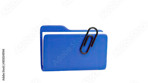 Blue Folder with Black Paperclip Icon
