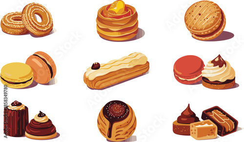 Title Traditional Rosh Hashanah symbols set with honey apple pomegranate shofar matzah fish and wine for Jewish New Year holiday celebration