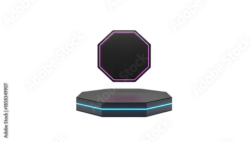 Futuristic Octagonal Pedestal with Neon Lights