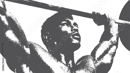 Weightlifting athlete showcasing strength and performance. Dynamic vector illustration in a bold black and white style set.