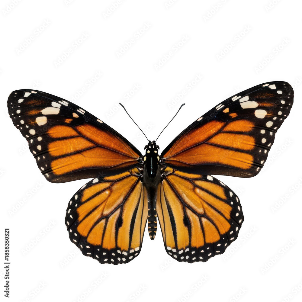Fototapeta premium Orange and black butterfly with white spots