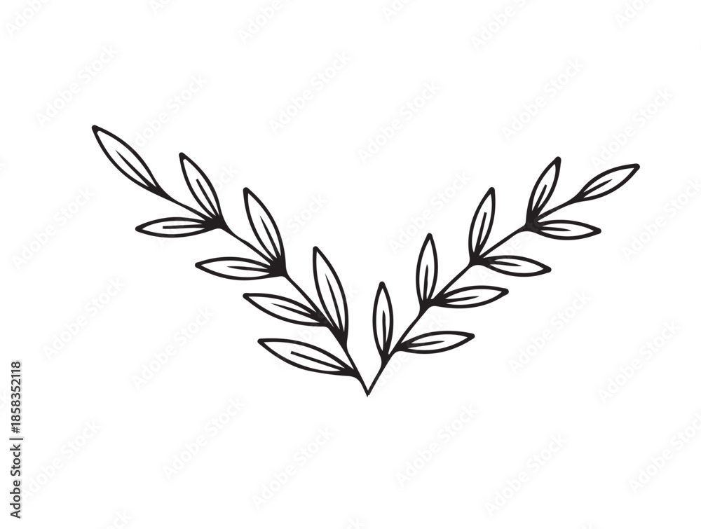 Fototapeta premium Petals and leaves icon white background.
