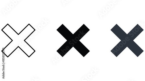 Set of different cross symbols in various shades