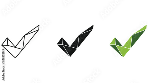 Geometric check mark symbols in different colors