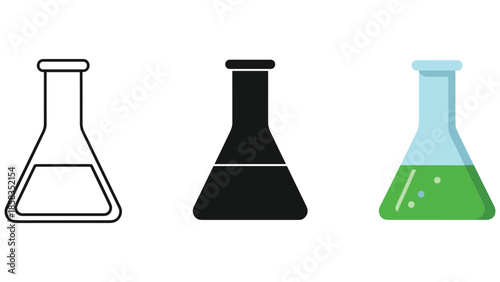 Laboratory flask icons set