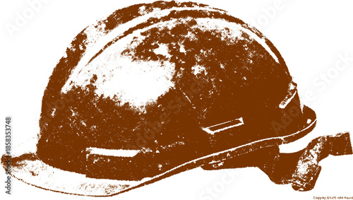 Safety helmet for construction workers. Orange isolated vector illustration emphasizing durability and protection in an industrial context.