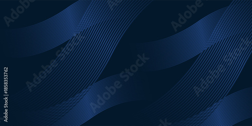 3D modern wave curve abstract presentation background. Luxury paper cut background. Abstract decoration, golden pattern, halftone gradients, 3d Vector illustration. Dark blue background