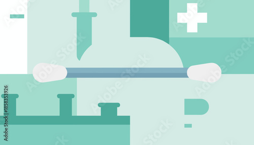 Sterile cotton swabs on medical background for hygiene concept