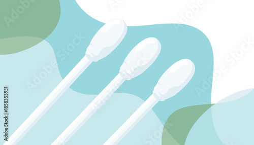 Sterile cotton swabs set on abstract background for medical hygiene