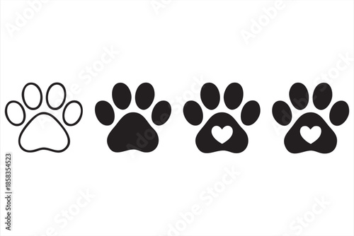 Animal Paw Print Icons Representing Pet Love and Compassion