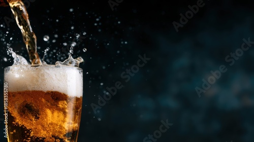 Wallpaper Mural Golden beer is being poured into a glass, with a foamy splash creating an enticing scene that perfectly captures the essence of relaxing moments with friends and enjoyment. Torontodigital.ca