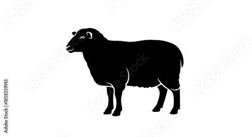 Silhouette of a sheep standing alone