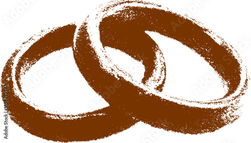 Simple wedding rings illustration in brown color. Flat vector design showcasing the elegance of the jewelry set.