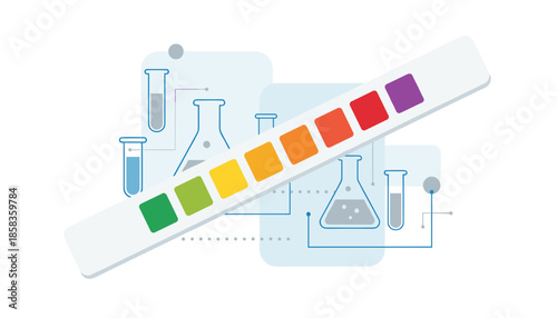 Colorful laboratory test strips illustration for diagnostic testing