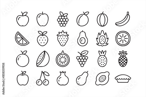 Fruit Icons for Healthy Eating Apps and Digital Food Interfaces