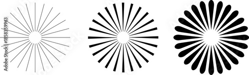 Circular line pattern resembling sunshine light rays. Retro speed lines pattern