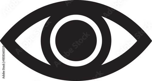 Simple black and white stylized icon representing vision or seeing concept
