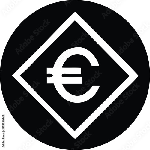 Euro currency symbol in diamond shape Vector