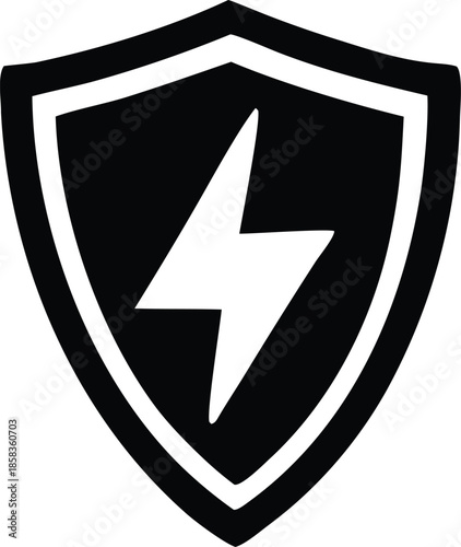 Shield with lightning bolt Vector