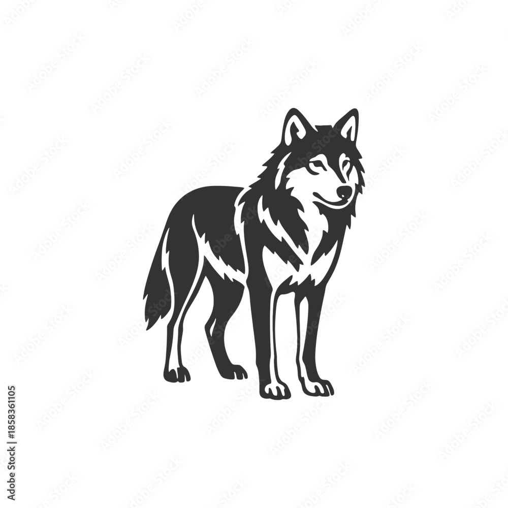 Fototapeta premium Wolf Vector Carved Ash Motion