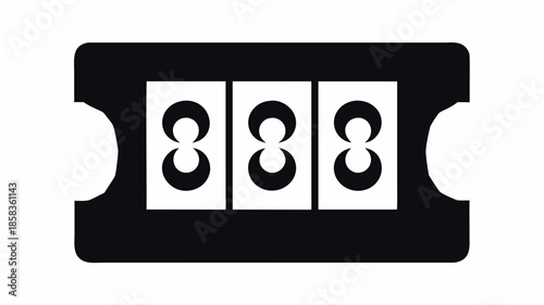 Lucky ticket with three 8 numbers on white background