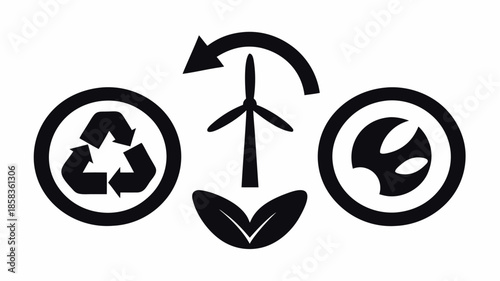 Eco friendly symbols for sustainability and renewable energy