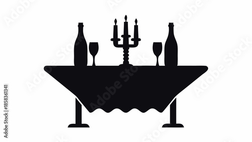 Elegant dinner table setup with wine and candelabra