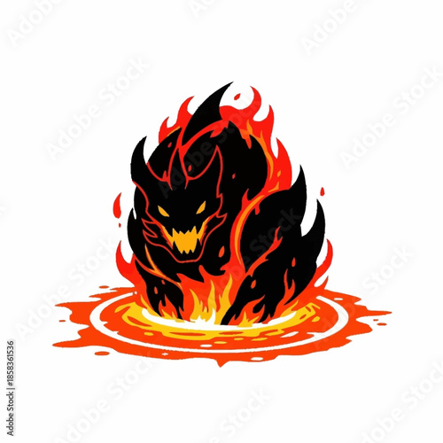 Fiery Demonic Creature Emerging from a Portal.