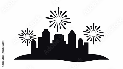 City skyline celebrating with vibrant fireworks display