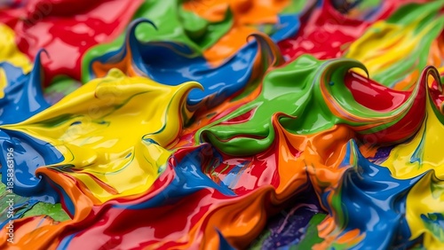 Vibrant abstract background featuring a rainbow of colorful splashes and fluid textures in blue, green, and orange for an artistic wallpaper design