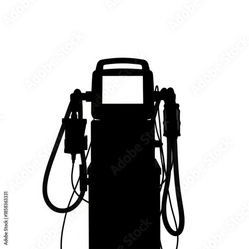 A sleek, modern, medical device with attached cords and screen