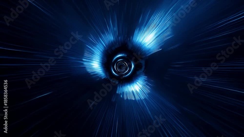 Abstract Blue Light Hyperspace Tunnel Animation Loop Background