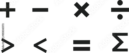 Mathematical symbols for calculations and equations