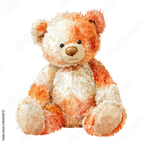 Stuffed Animal watercolor vector illustration, high-quality artwork isolated on a pure white background.