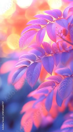 Vibrant purple and pink leaves creating stunning nature background