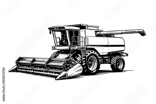 Classic combine harvester with simple agricultural design