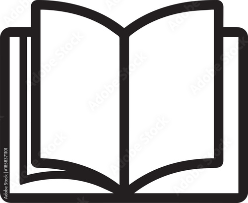 Open Book: A simple yet elegant illustration of an open book. Showcasing the pages, symbol of knowledge, reading, and learning. Representing literature, education, and literary pursuits.