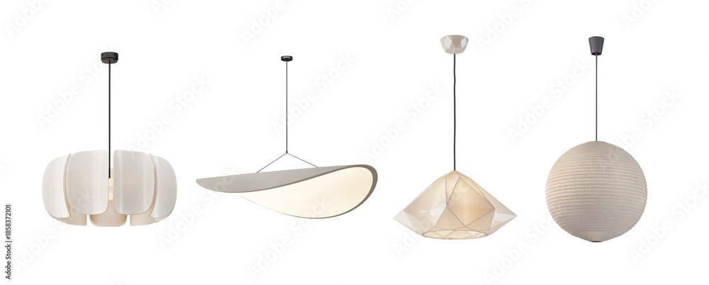 custom made wallpaper toronto digitalSet of modern ceiling lamp isolated PNG. 3d rendering