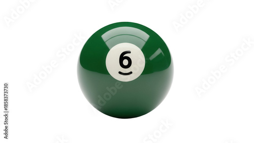 Tableau sur toile Green billiard ball number 6 isolated PNG, snooker ball for game and sport desig